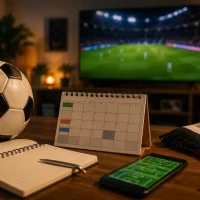 football schedule Cozy desk with sports vibes