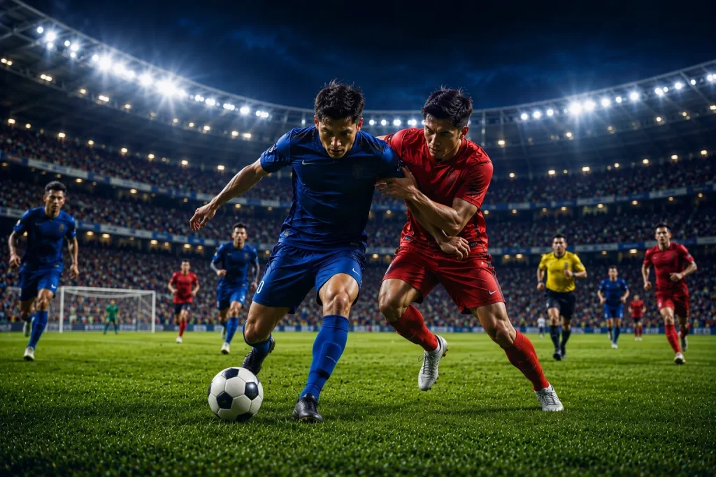 football schedule Intense football clash under stadium lights