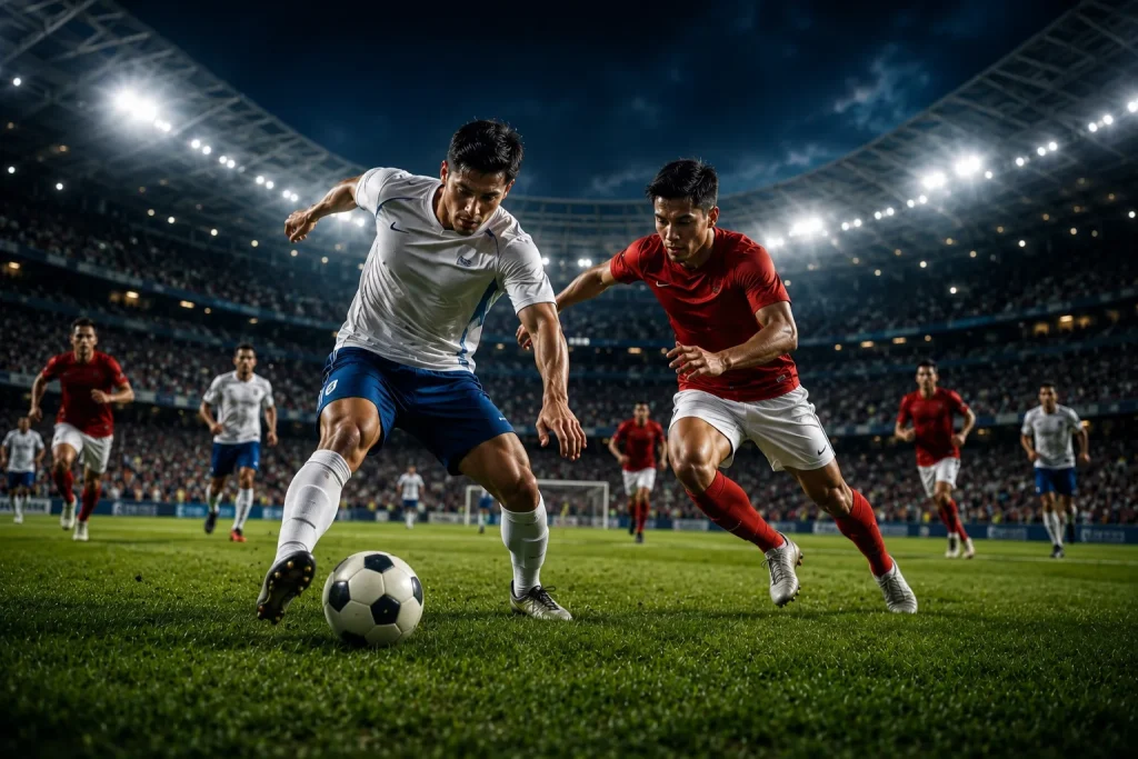 football schedule Intense soccer action under stadium lights