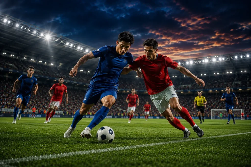 football schedule Intense soccer duel under stadium lights