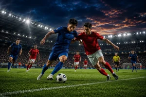 football schedule Intense soccer duel under stadium lights